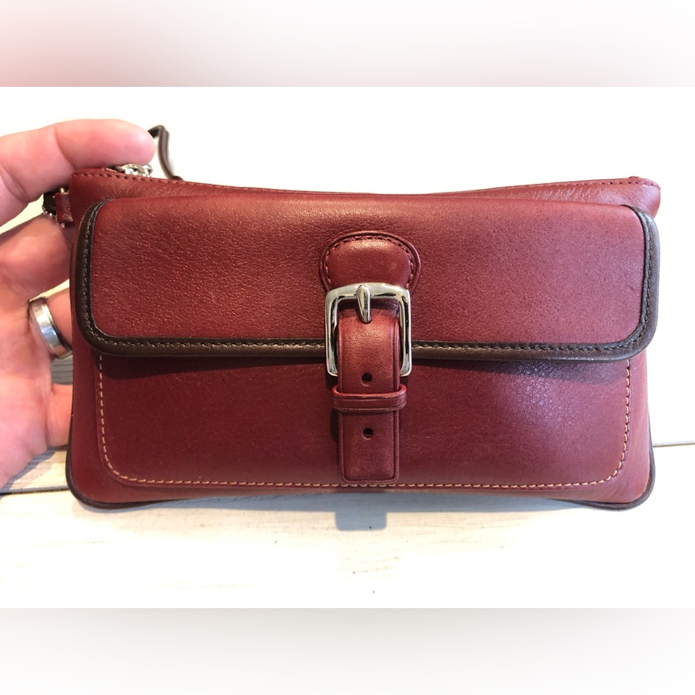 Vintage Coach Hamptons Wristlet/Wallet Burgundy/Brown Leather 2-Tone w/hangtag